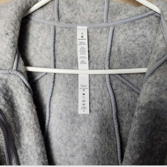 Lululemon So Sherpa Wool Blend Boucle Gray Heather Hooded Zip Jacket-Size 6 - Picture 7 of 11